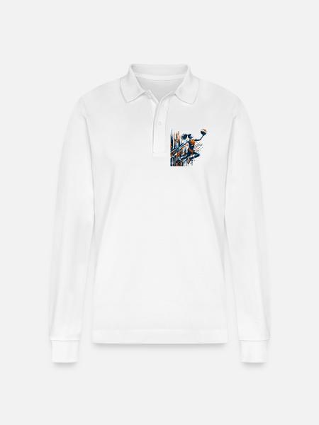 Kvinde Basketball Dunking Design - Stanley/Stella Prepster økologisk unisex langærmet poloshirt - hvid