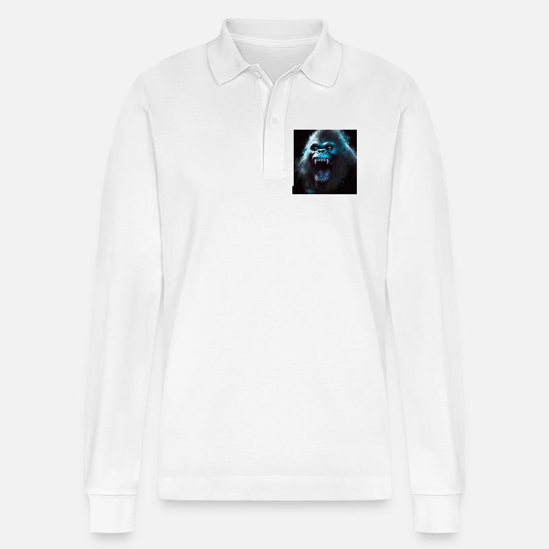 Gorilla 06 - Stanley/Stella Unisex Bio-Langarm-Poloshirt Prepster - Weiß