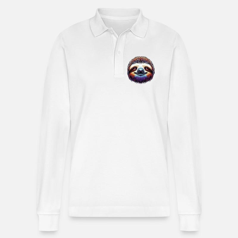 Faultier - Stanley/Stella Unisex Bio-Langarm-Poloshirt Prepster - Weiß