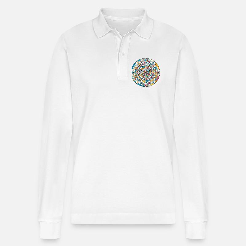 Kunterli - Bunter Lebenszyklus - Stanley/Stella Unisex Bio-Langarm-Poloshirt Prepster - Weiß