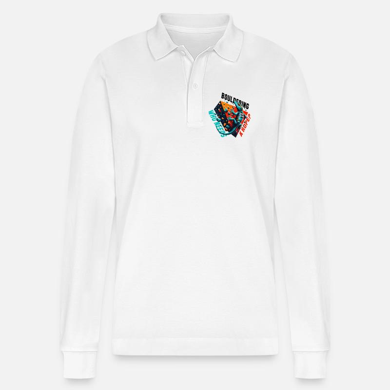 Bouldern Gecko Seil? Geschenk - Stanley/Stella Unisex Bio-Langarm-Poloshirt Prepster - Weiß