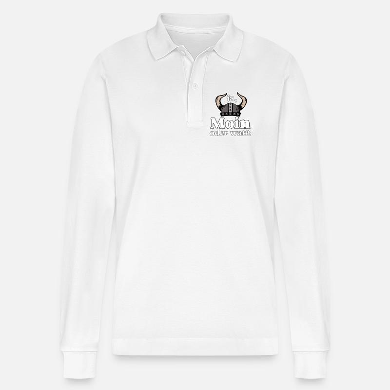 Ja Moin oder Watt? Nordisch Humor - Stanley/Stella Unisex Bio-Langarm-Poloshirt Prepster - Weiß