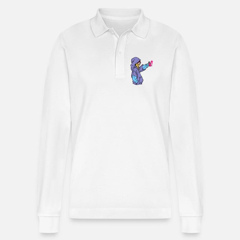 Graffiti Spraydose Kunst Strassenkunst Sprayer - Stanley/Stella Unisex Bio-Langarm-Poloshirt Prepster - Weiß