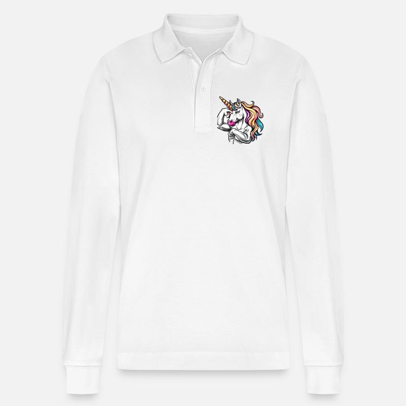 Einhorn Liebe - Stanley/Stella Unisex Bio-Langarm-Poloshirt Prepster - Weiß