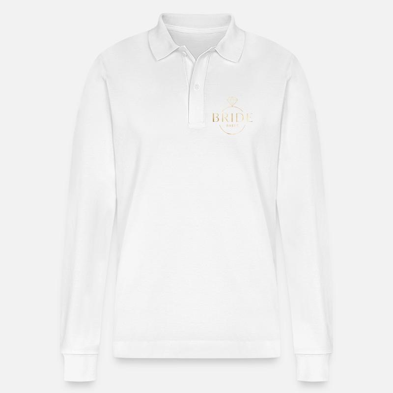 Bride Babes! Customisable diamond ring - Stanley/Stella Organic Unisex Long-Sleeved Polo Shirt Prepster - white