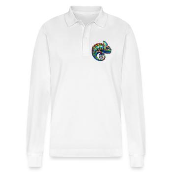 Chameleon - Stanley/Stella Organic Unisex Long-Sleeved Polo Shirt Prepster - white - Front - Anna (173cm) & Nico (186cm)