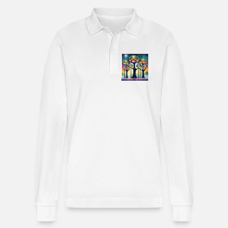 Hundertwasser Bäume - Stanley/Stella Unisex Bio-Langarm-Poloshirt Prepster - Weiß