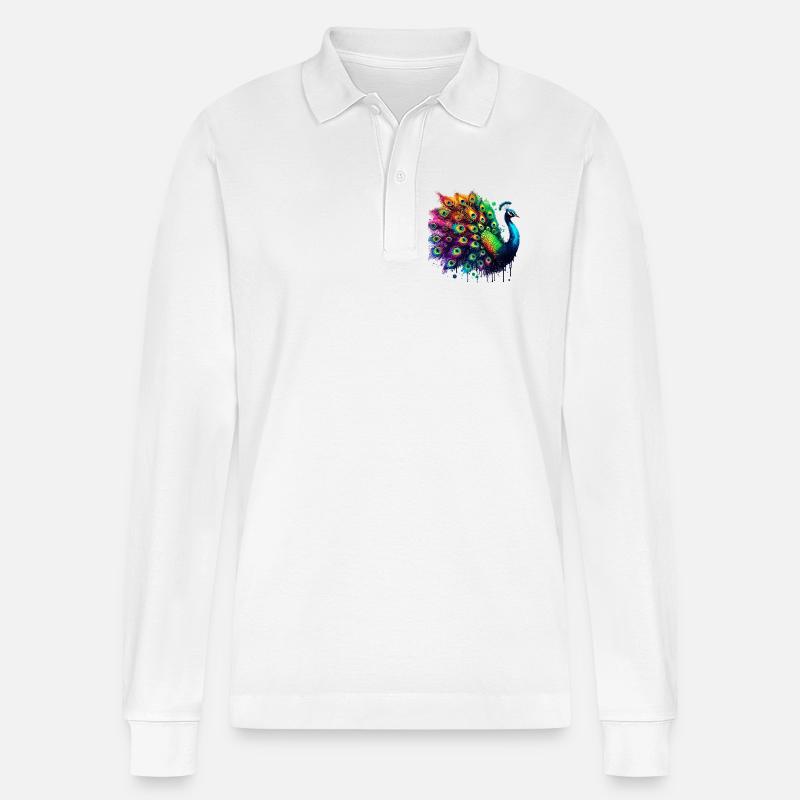 Pfau - Stanley/Stella Unisex Bio-Langarm-Poloshirt Prepster - Weiß