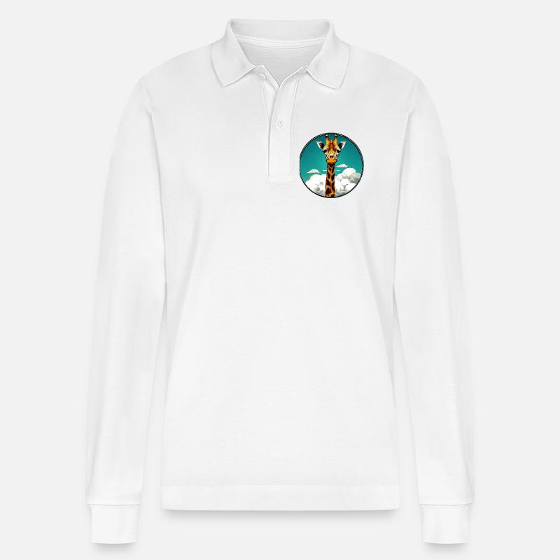 Giraffe - Stanley/Stella Unisex Bio-Langarm-Poloshirt Prepster - Weiß