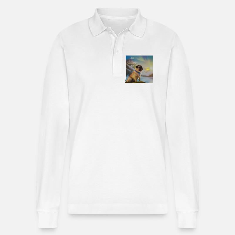 Welpen im Polarlicht mit Spruch - Stanley/Stella Unisex Bio-Langarm-Poloshirt Prepster - Weiß