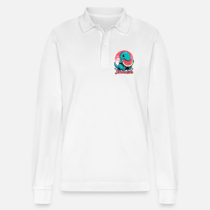 Mignon T-Rex Pastèque Arbusik Cadeau - Polo à manches longues bio PREPSTER Stanley/Stella Unisexe - blanc