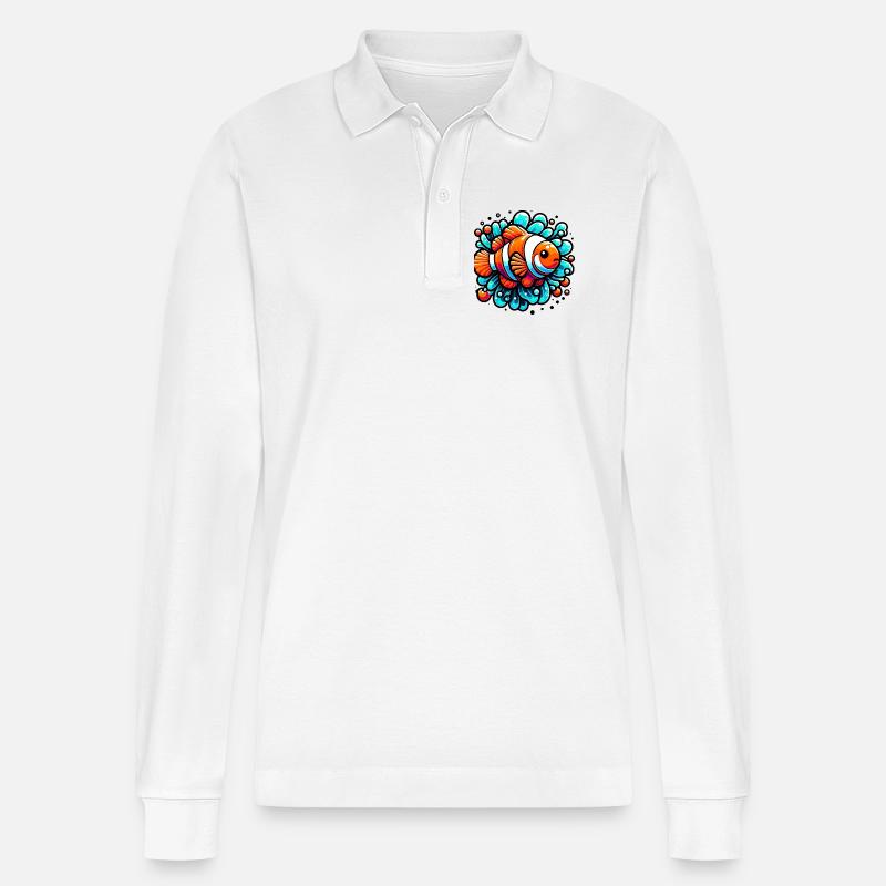 Clownfische - Stanley/Stella Unisex Bio-Langarm-Poloshirt Prepster - Weiß