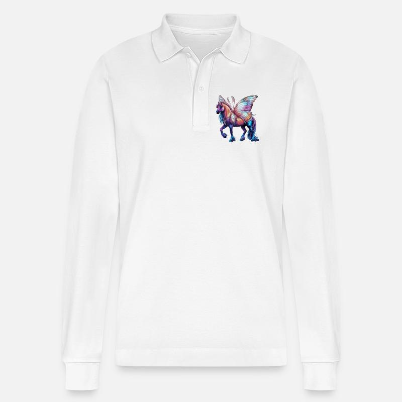 Schmetterlingspferd - Stanley/Stella Unisex Bio-Langarm-Poloshirt Prepster - Weiß
