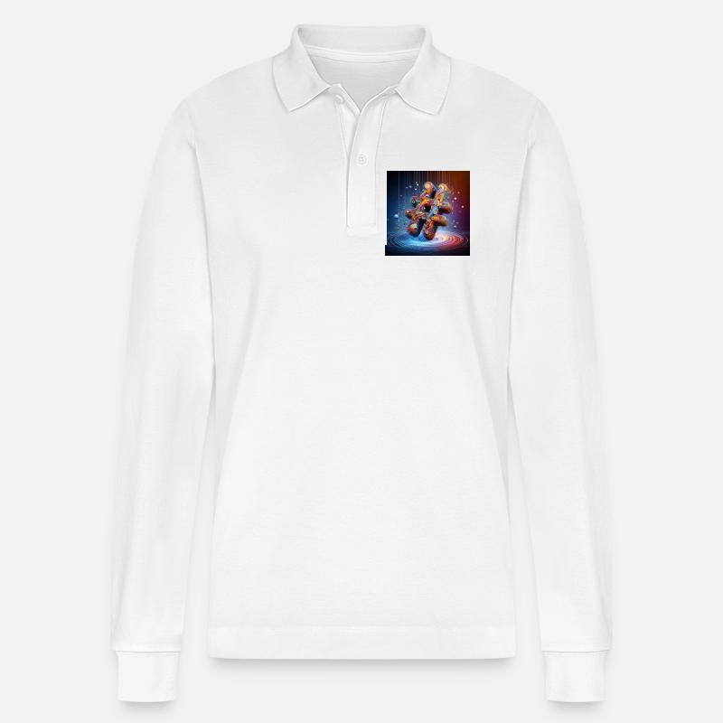 Symbol 4 - Stanley/Stella Unisex Bio-Langarm-Poloshirt Prepster - Weiß