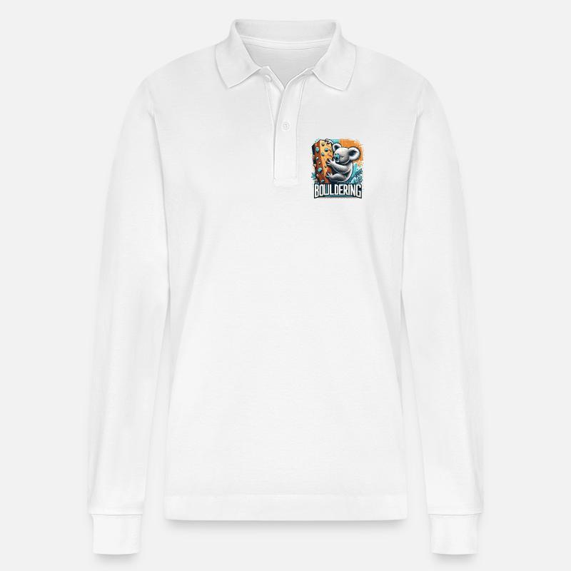 Bouldern Koala Geschenk - Stanley/Stella Unisex Bio-Langarm-Poloshirt Prepster - Weiß