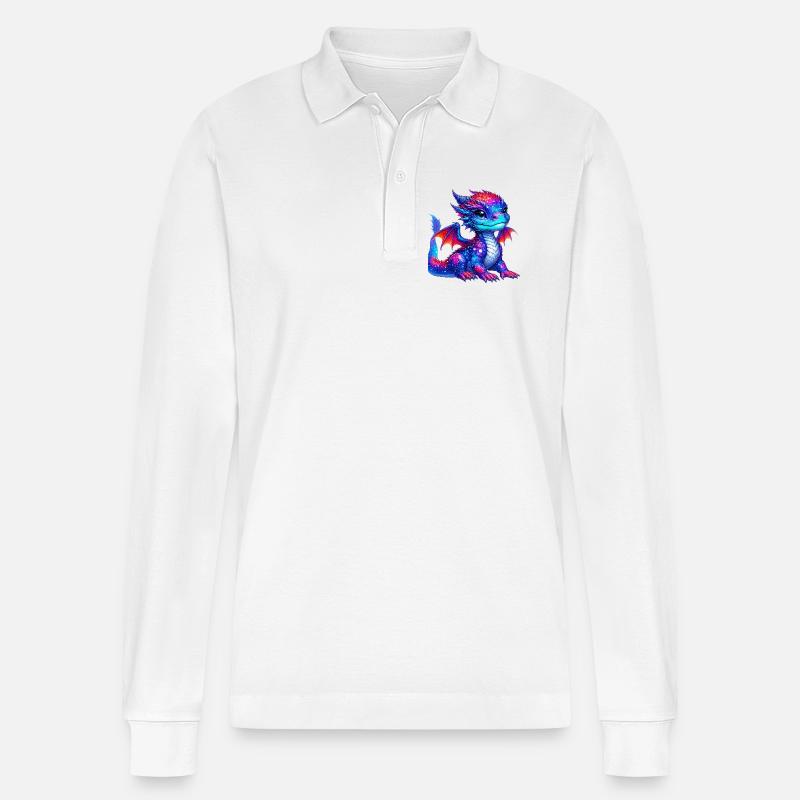 Drache - Stanley/Stella Unisex Bio-Langarm-Poloshirt Prepster - Weiß