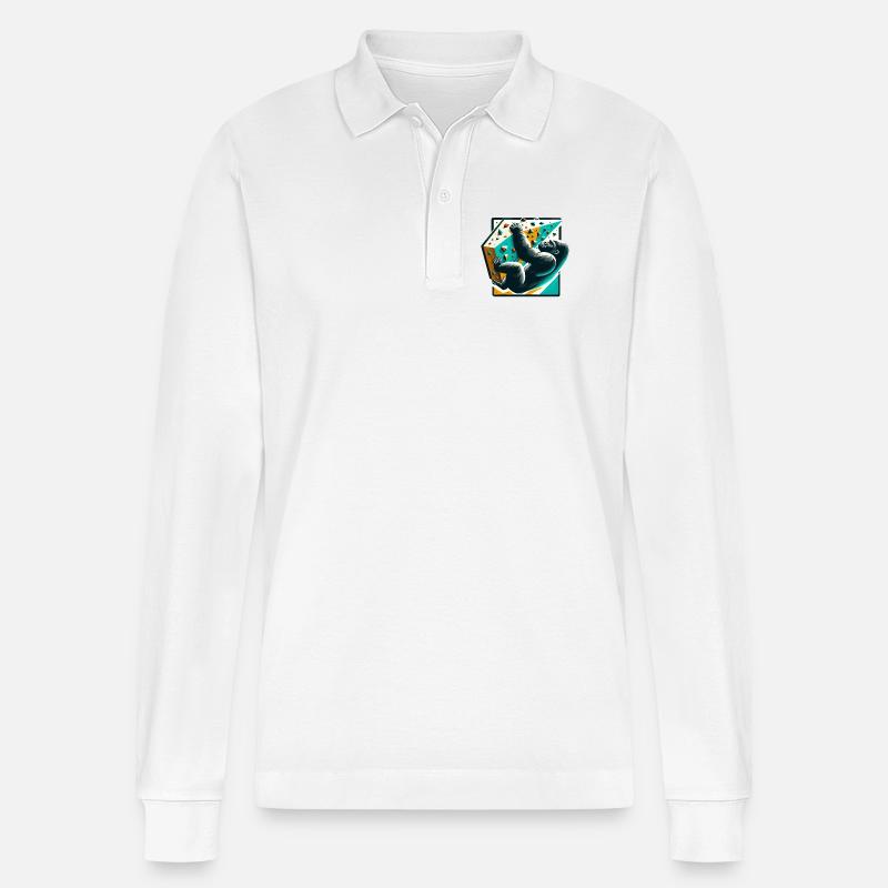 Bouldern Gorilla Geschenk - Stanley/Stella Unisex Bio-Langarm-Poloshirt Prepster - Weiß