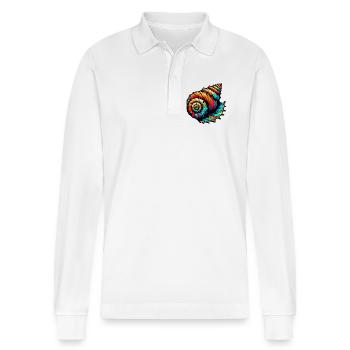 Shell - Stanley/Stella Organic Unisex Long-Sleeved Polo Shirt Prepster - white - Front - Anna (173cm) & Nico (186cm)