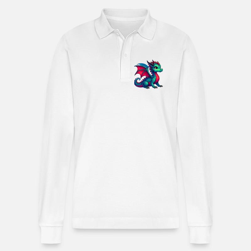 Drache - Stanley/Stella Unisex Bio-Langarm-Poloshirt Prepster - Weiß