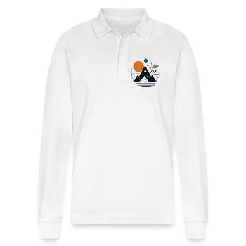 Mountains - Stanley/Stella Organic Unisex Long-Sleeved Polo Shirt Prepster - white - Front - Anna (173cm) & Nico (186cm)