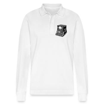 Klassischer Retro-PC - Stanley/Stella Unisex Bio-Langarm-Poloshirt Prepster - Weiß - Vorne - Anna (173cm) & Nico (186cm)