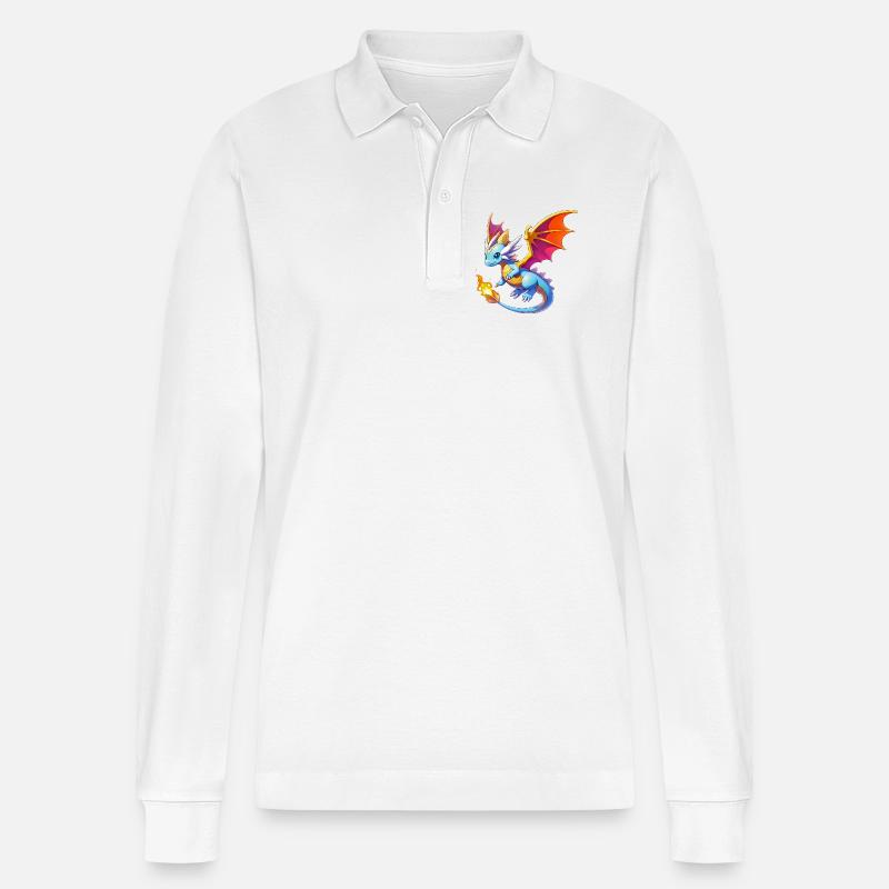 Drache - Stanley/Stella Unisex Bio-Langarm-Poloshirt Prepster - Weiß