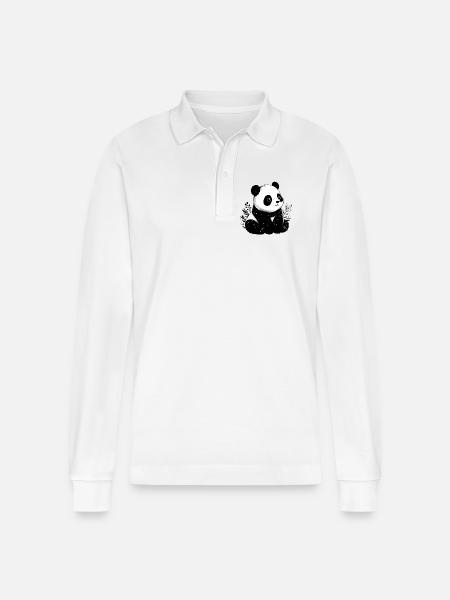 Panda - Stanley/Stella Organic Unisex Long-Sleeved Polo Shirt Prepster - white