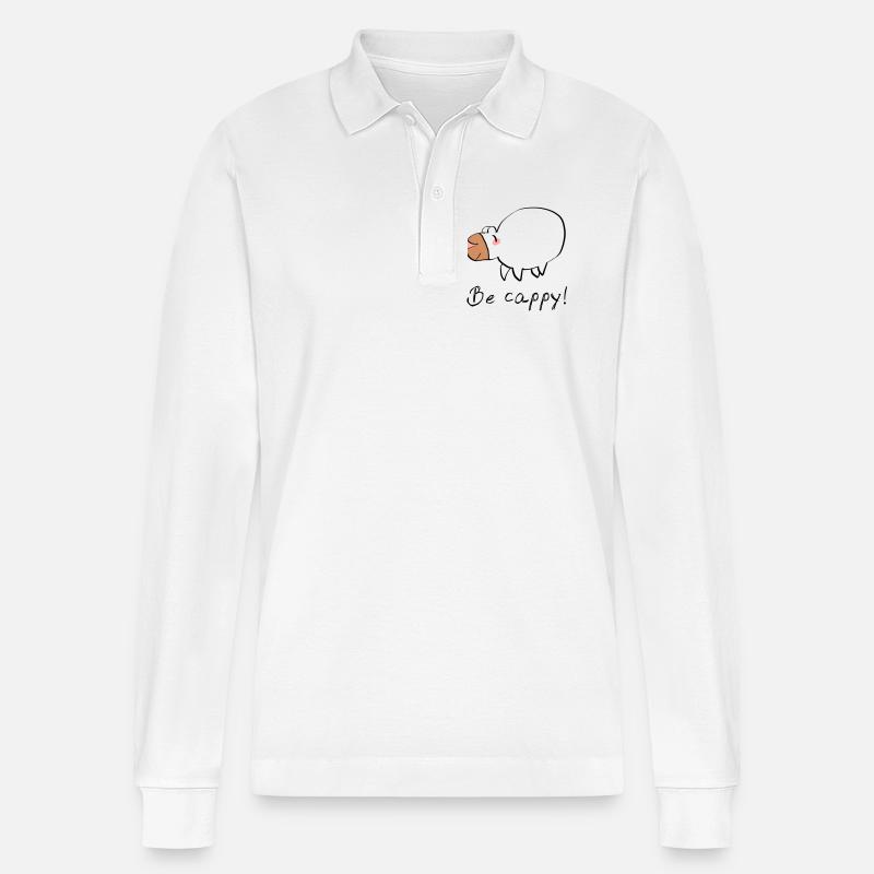 Don't worry - be cappy - Stanley/Stella Unisex Bio-Langarm-Poloshirt Prepster - Weiß