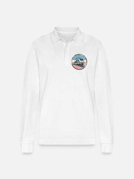 E-Lok mit Güterzug - Stanley/Stella Unisex Bio-Langarm-Poloshirt Prepster - Weiß