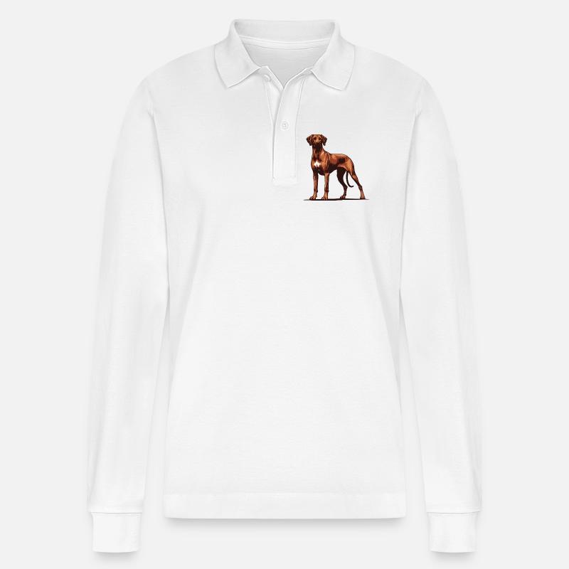 Rhodesian Ridgeback - Stanley/Stella Unisex Bio-Langarm-Poloshirt Prepster - Weiß