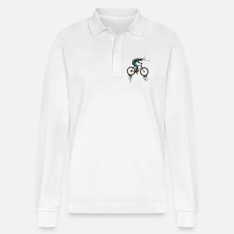 Traumhaftes Radsport-Krustentier - Stanley/Stella Unisex Bio-Langarm-Poloshirt Prepster - Weiß