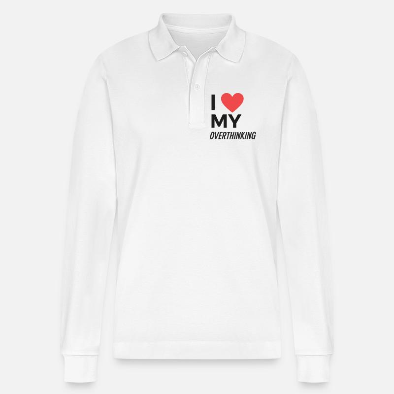 I Love My Overthinking - Stanley/Stella Organic Unisex Long-Sleeved Polo Shirt Prepster - white