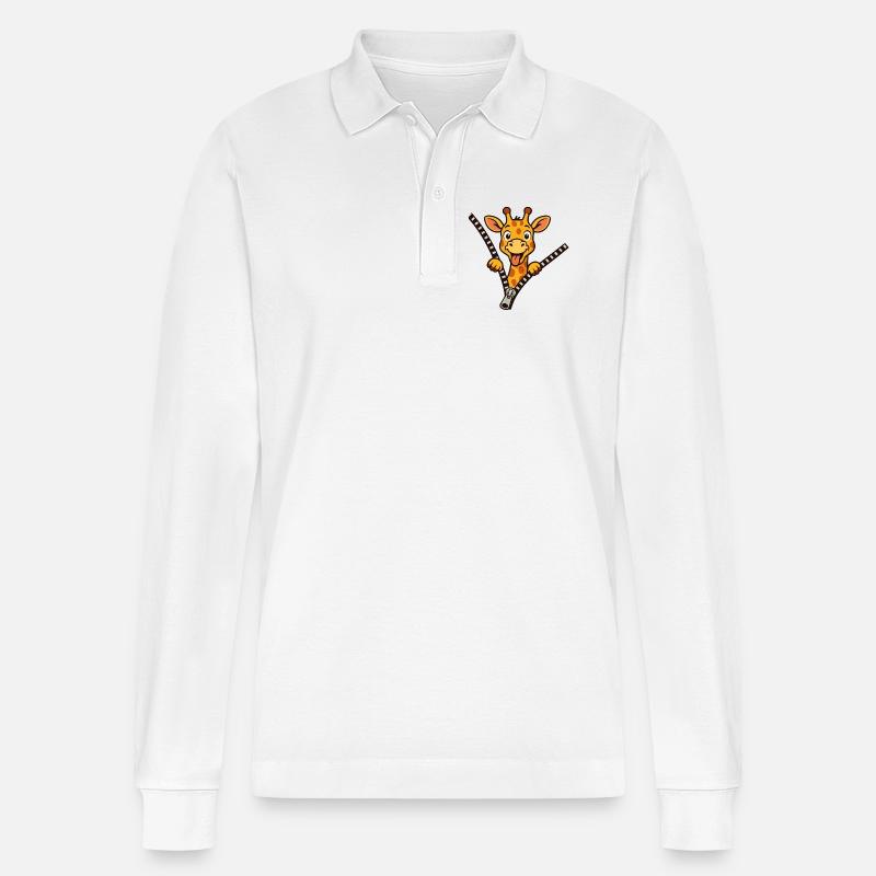 Freche Giraffe - Stanley/Stella Unisex Bio-Langarm-Poloshirt Prepster - Weiß