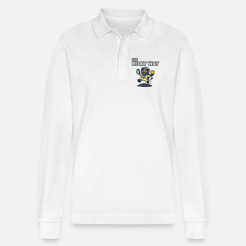 Die Milchstraße – Ko Astronaut - Stanley/Stella Unisex Bio-Langarm-Poloshirt Prepster - Weiß