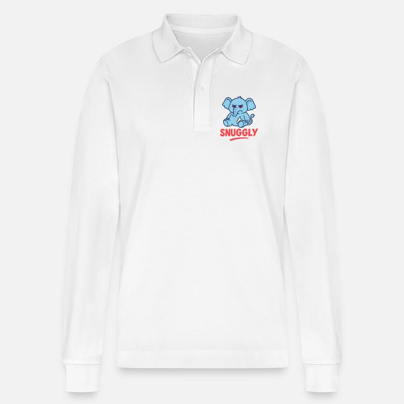 Grumpy Elephant - Stanley/Stella Unisex Bio-Langarm-Poloshirt Prepster - Weiß