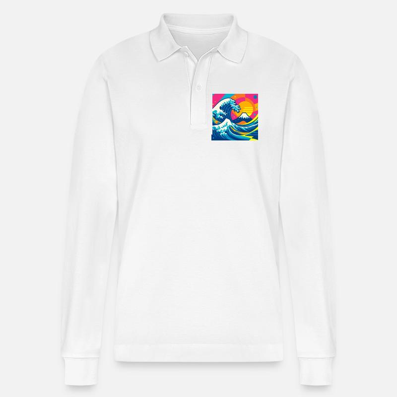 Die (fast) weise Welle - Stanley/Stella Unisex Bio-Langarm-Poloshirt Prepster - Weiß