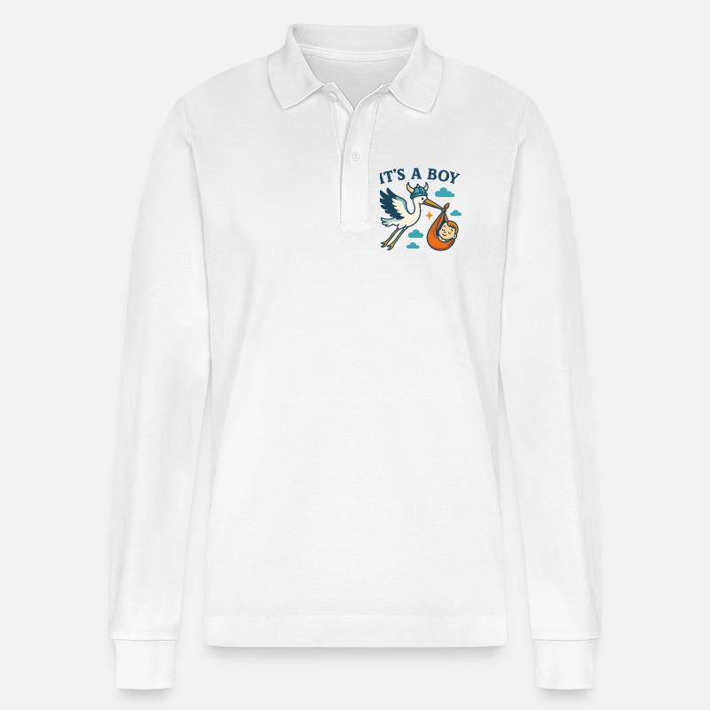 Viking Boy Arrival - Stanley/Stella Unisex Bio-Langarm-Poloshirt Prepster - Weiß