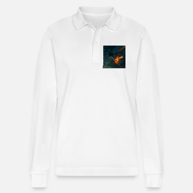 Futuristisches Angriffsbild eines Luftwaffenstützpunkts - Stanley/Stella Unisex Bio-Langarm-Poloshirt Prepster - Weiß