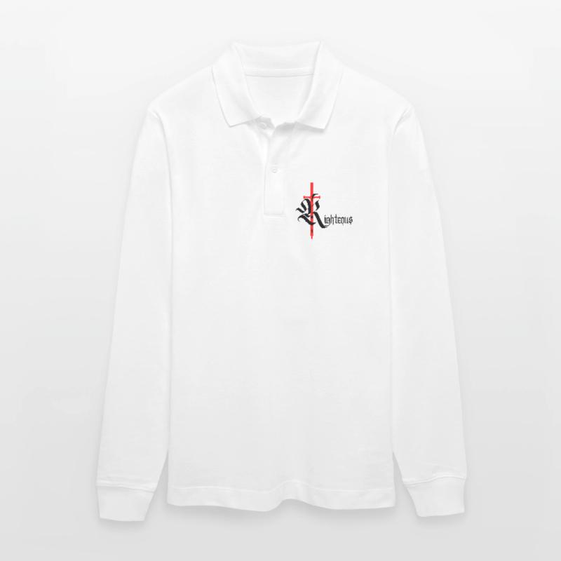 Conception gothique vertueuse avec épée avec texte noir Polo à manches longues bio PREPSTER Stanley/Stella Unisexe