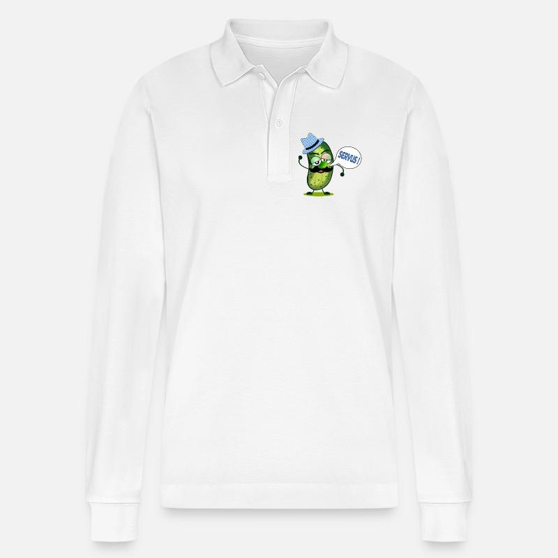 SCHNURRBART GEWÜZGURKEN BAYERN SERVUS - Stanley/Stella Unisex Bio-Langarm-Poloshirt Prepster - Weiß
