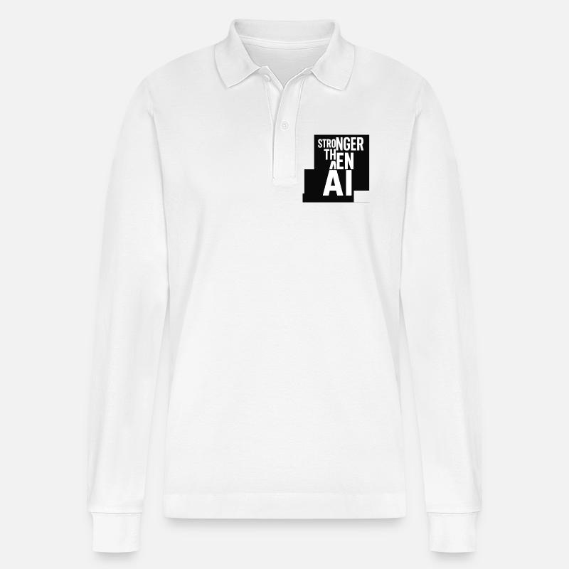 Conception de solidarité Strong Tea AI - Polo à manches longues bio PREPSTER Stanley/Stella Unisexe - blanc
