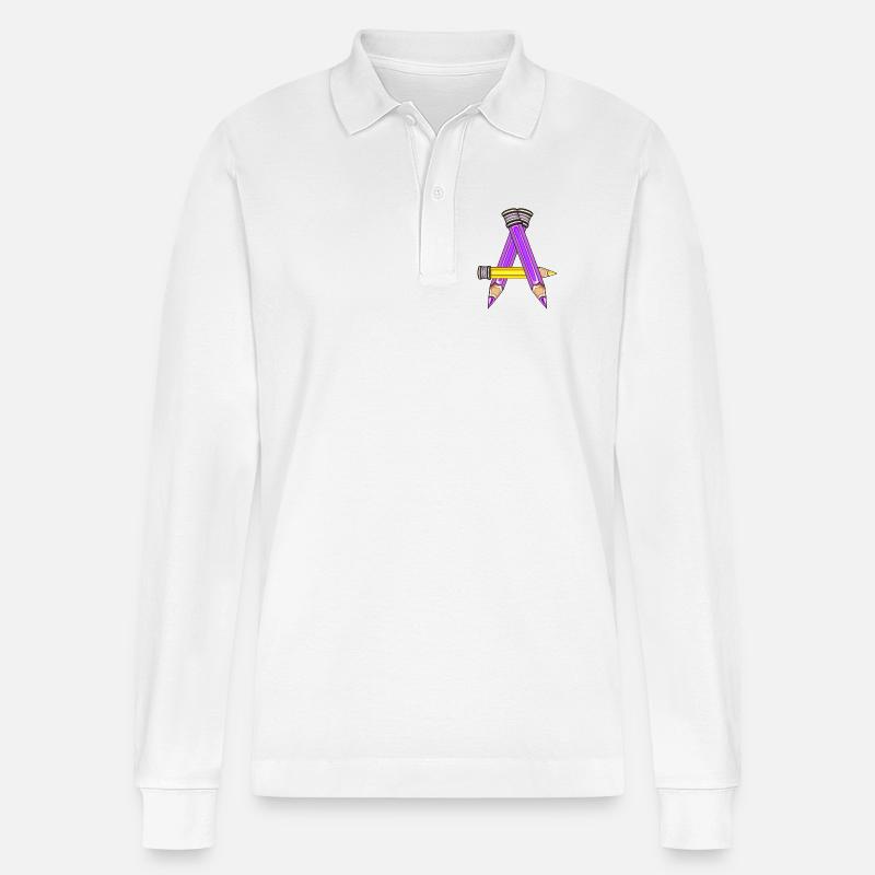 SCHULKIND BUCHSTABE A - Stanley/Stella Unisex Bio-Langarm-Poloshirt Prepster - Weiß