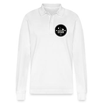 Urban Style Badge Featuring Red Sneaker and Bold  - Polo à manches longues bio PREPSTER Stanley/Stella Unisexe - blanc - Devant - Anna (173cm) & Nico (186cm)