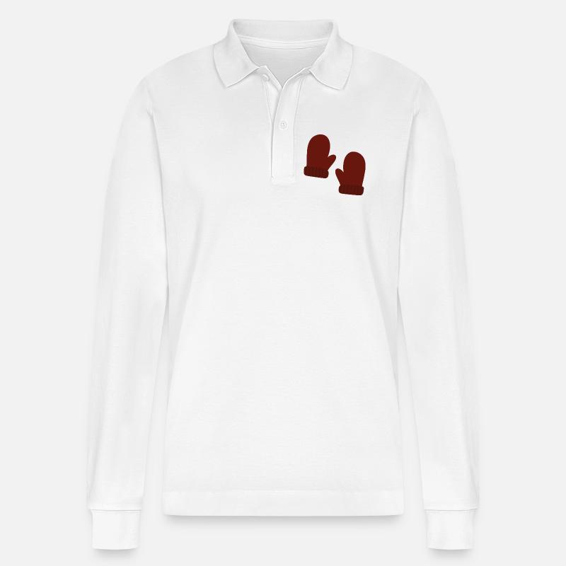 Cozy Winter Mittens Illustration - Stanley/Stella Organic Unisex Long-Sleeved Polo Shirt Prepster - white