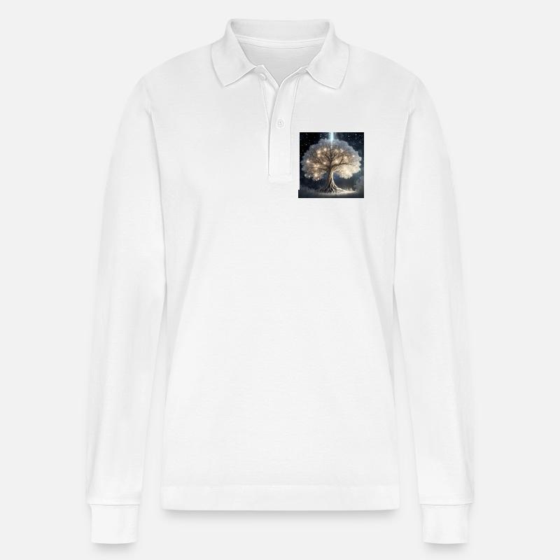 Leuchtender Baum der Träume - Stanley/Stella Unisex Bio-Langarm-Poloshirt Prepster - Weiß