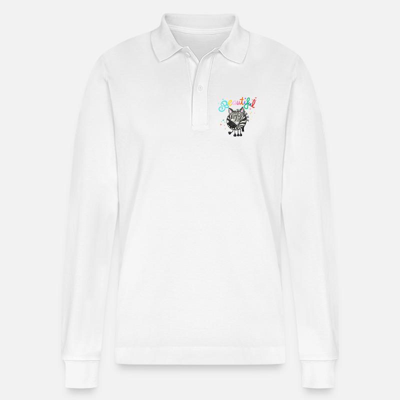 Zebra Beautiful - Stanley/Stella Unisex Bio-Langarm-Poloshirt Prepster - Weiß