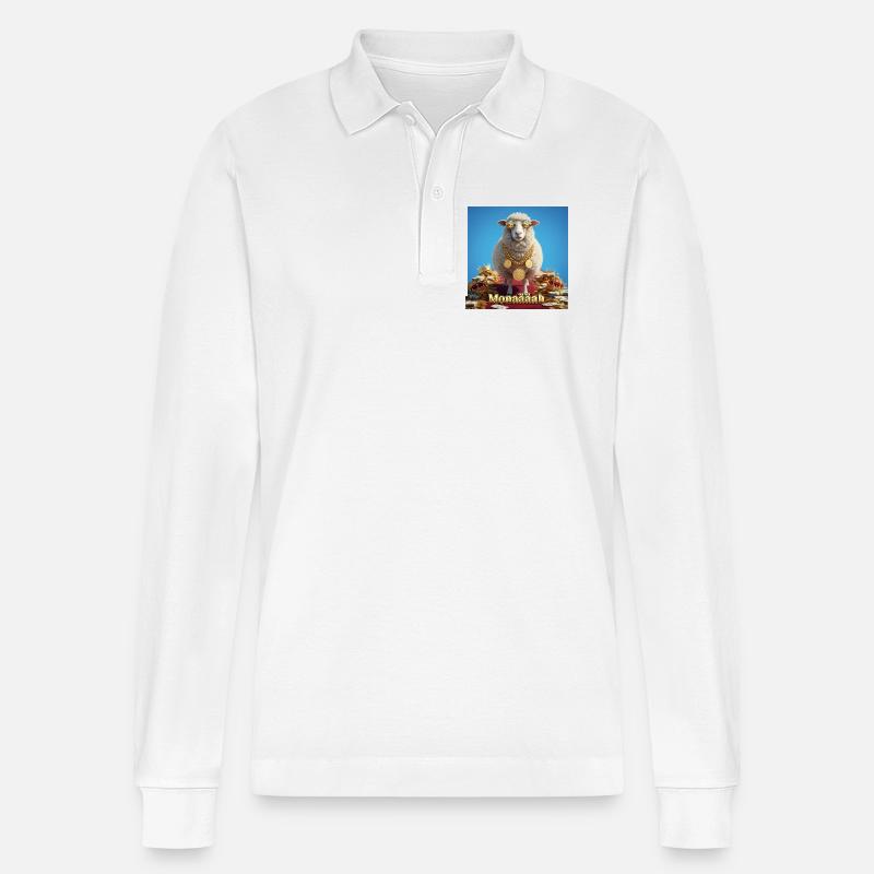 Bling Schaf mit Münzketten - Stanley/Stella Unisex Bio-Langarm-Poloshirt Prepster - Weiß