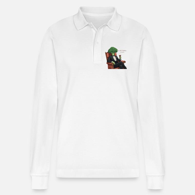 Plant Based Society – Elegant Broccoli - Stanley/Stella Unisex Bio-Langarm-Poloshirt Prepster - Weiß
