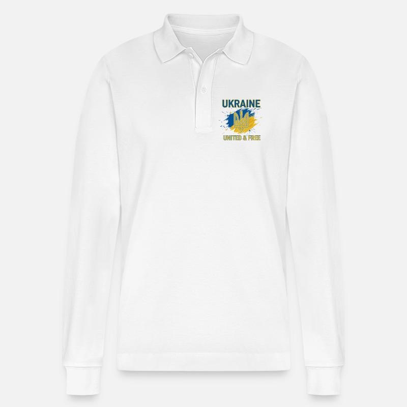 Ukraine Einheit und Freiheit - Stanley/Stella Unisex Bio-Langarm-Poloshirt Prepster - Weiß