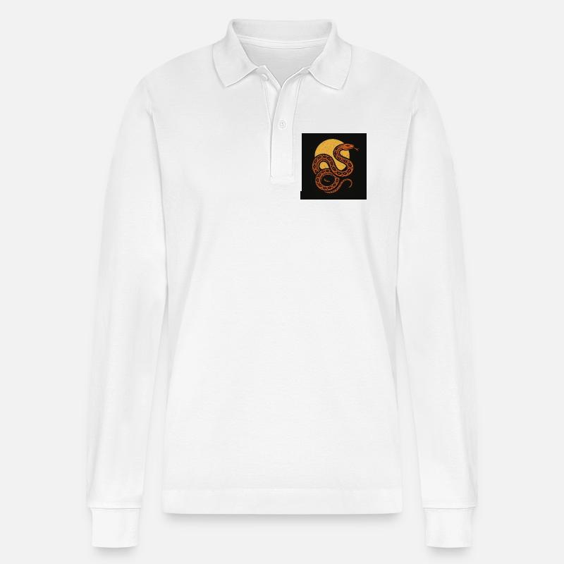 Sonnenschlange vor dunklem Hintergrund - Stanley/Stella Unisex Bio-Langarm-Poloshirt Prepster - Weiß